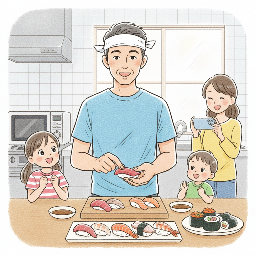 見よう見まねで握り寿司に挑戦！